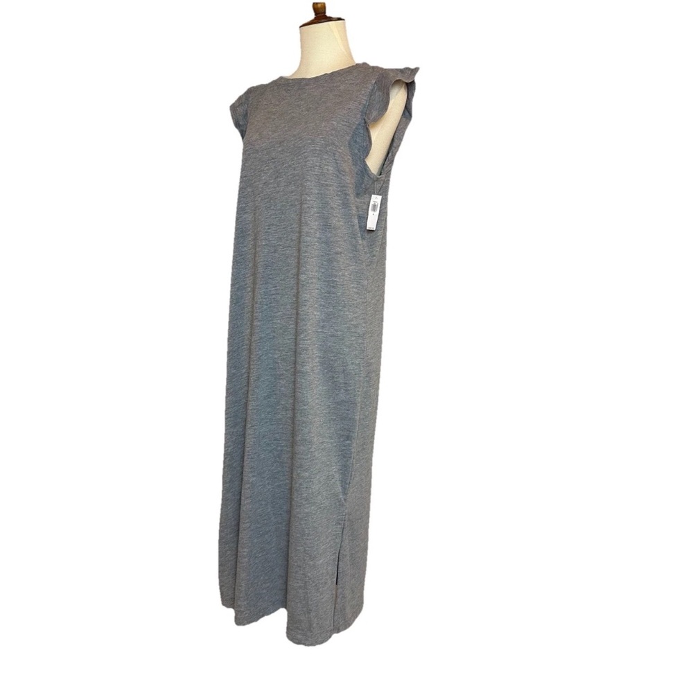 Old Navy Slub Knit Flutter Sleeve Midi Shift Dress Gray Women’s Size M NWT - Picture 2 of 8
